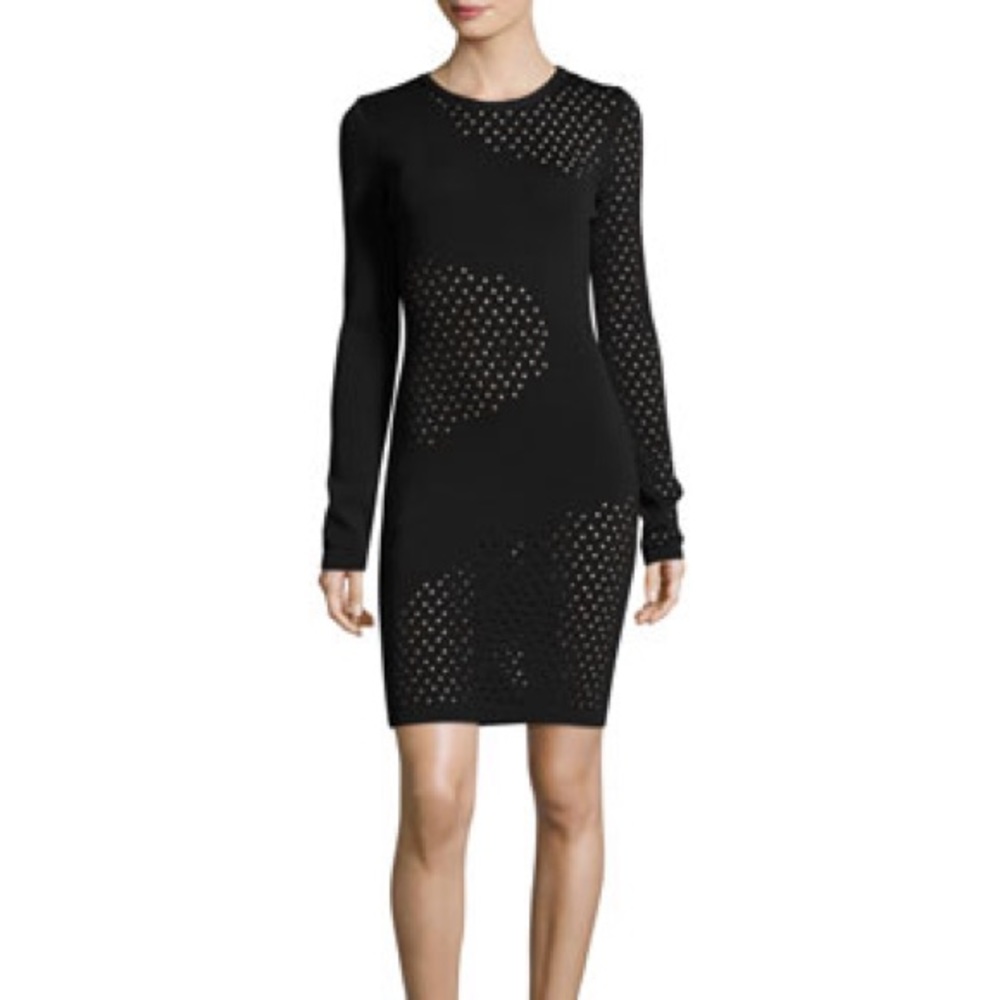 NWOT Mugler black laser cut cutout bodycon dress